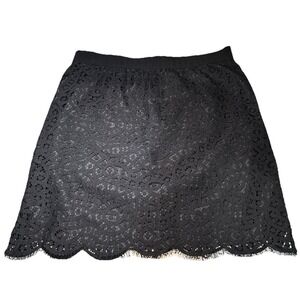 Joe Fresh Black Lace Mini Skirt Women's Size 6 Black Lining Scalloped Hem Gothic
